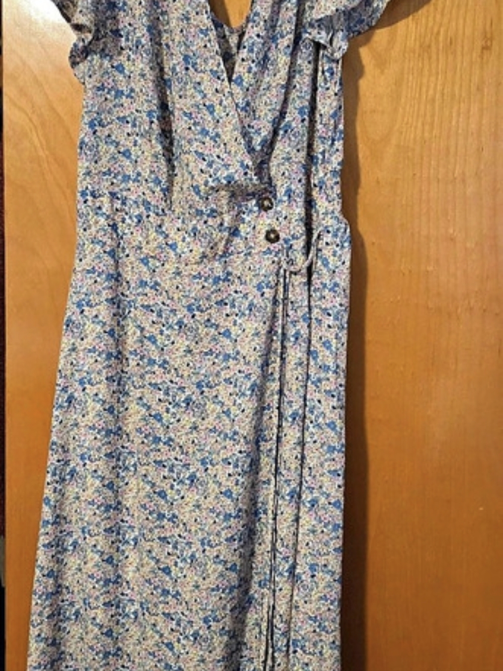 Floral Maxi Dress in Blue & Pink Size Large